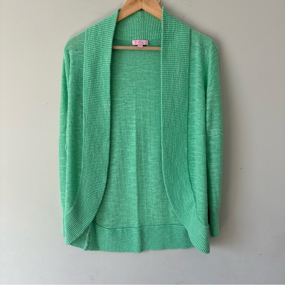 Lilly Pulitzer Seafoam Green Open-Front Cardigan - Picture 2 of 9